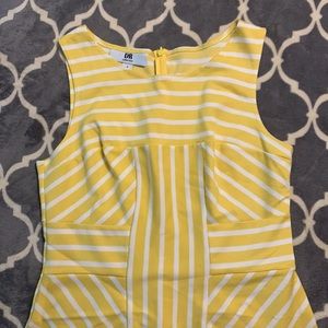 DR Collection Sleeveless Yellow and White Dress